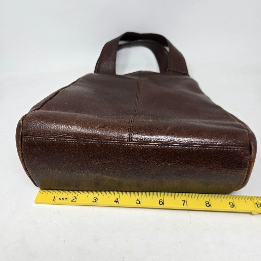 Fossil 1954 Vintage Brown Leather Handbag Frame Top Tote Bag 75082 - Picture 11 of 13